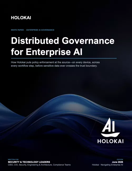 dark navy white paper with white text saying "distributed governance for enterprise AI" 